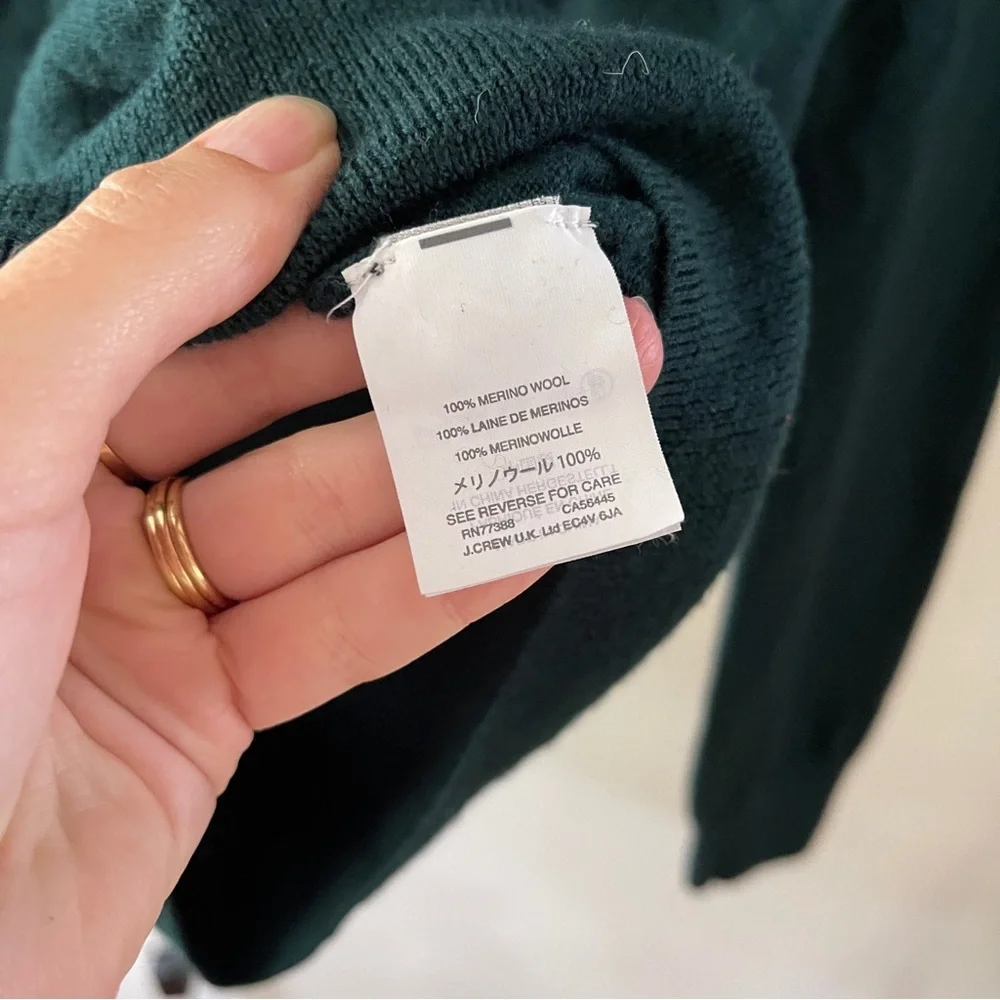 J. Crew Men's Deep Green V-Neck Sweater